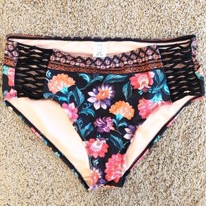 High wasted floral bikini bottom